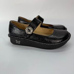 Alegria by PG Lite Shoes Womens 40 Paloma Tooled Mary Jane Black Leather PAL-531